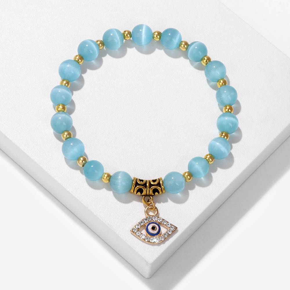 Olivenorma Natural Stone Beaded Evil Eye Pendant Bracelet