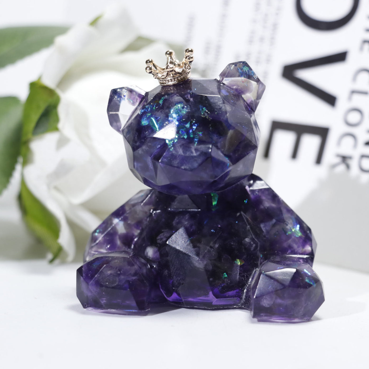 Olivenorma Crystal Gravel Resin Bear Ornament Gemstone Decoration