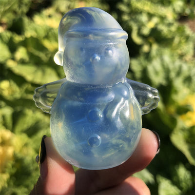 Olivenorma Opalite Obsidian Carved Snowman Christmas Gift Gemstone Decoration