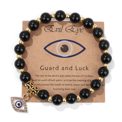 Olivenorma Natural Stone Bead Evil Eye Pendant Bracelet