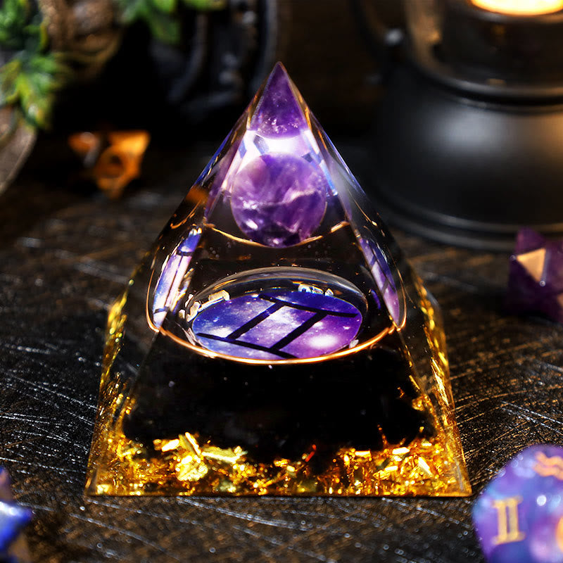 Olivenorma Amethyst Ball Obsidian Gravel Zodiac Gemini Orgone Pyramid