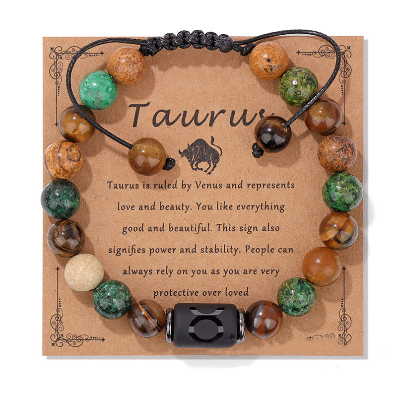 Olivenorma Natural Stone Zodiac Handwoven Bracelet