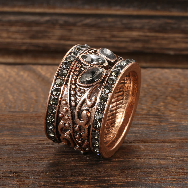 Olivenorma Bronze Gold Bohemian Gray Moonstone Ring