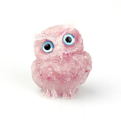 Olivenorma Natural Crystal Owl Gemstone Decoration - Rose Quartz+Sequins - 2.28''(L) * 1.89''(W) * 1.53''(H) - image 17