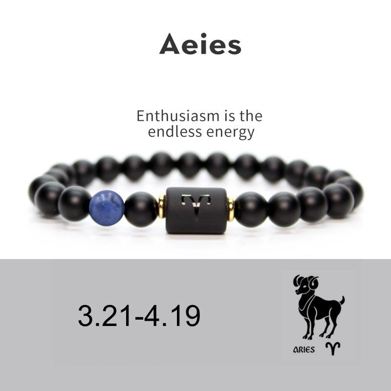 Olivenorma Natural Black Onyx Zodiac Men Bracelet