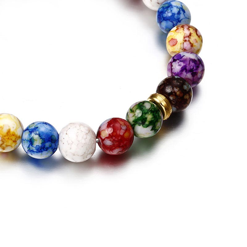 Colorful Agate Stone Seven Chakra Yoga Bracelet