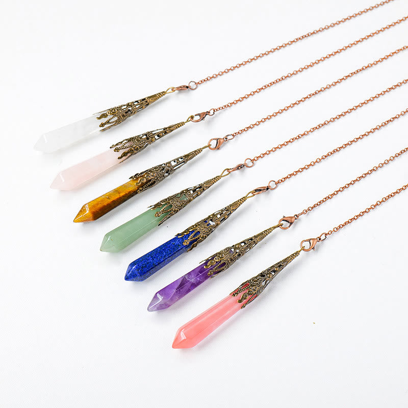 Olivenorma Natural Crystal Golden Silver Copper Chain Pendulum