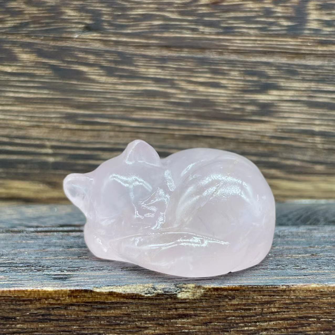 Olivenorma 4cm Natural Crystal Nap Cat Gemstone Decoration - Rose Quartz - image 13