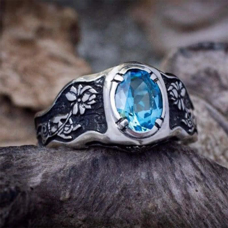 Olivenorma Buddhi Mudra - Swiss Blue Topaz Ring