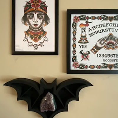 Olivenorma Bat Shaped Wooden Crystal Shelf