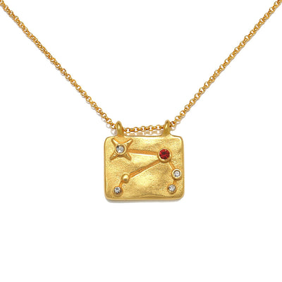 Olivenorma White Zircon Zodiac Copper Plated 18k Gold Necklace