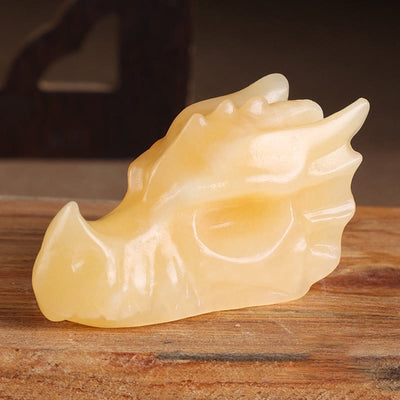Olivenorma Crystal Stone Carving Dragon Head Gemstone Decoration - Yellow Aventurine - 8cm - image 13