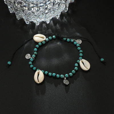 Olivenorma Natural Turquoise Beaded Shell Pendant Bracelet Anklet