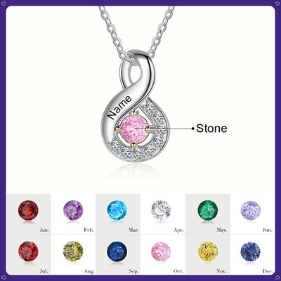 Olivenorma Women Birthstone Engraved Name Necklace