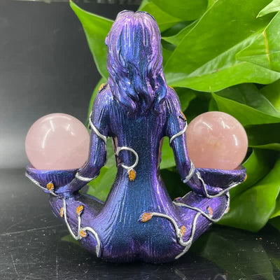 Resin Earth Goddess Crystal Sphere Stand Decoration