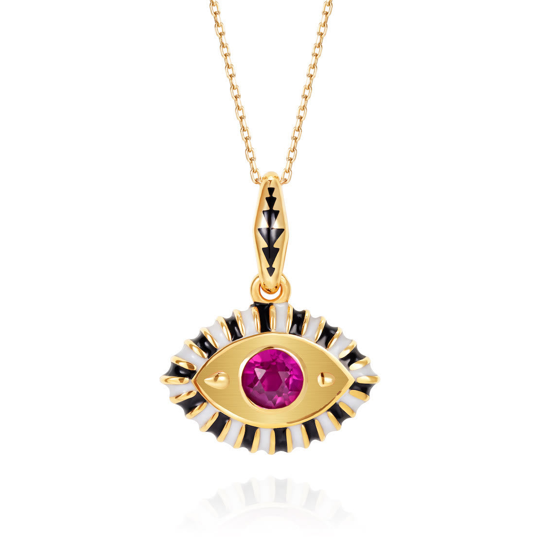 Olivenorma Stainless Steel Colorful Evil Eye Zircon Pendant Necklace