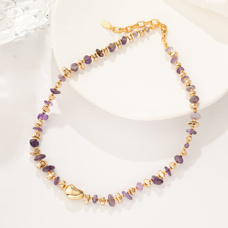 Olivenorma Gold Clavicle Chain Geometric Irregular Amethyst Necklace