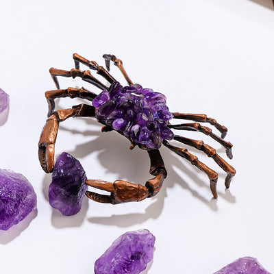 Olivenorma Natural Amethyst Gravel Crab Ornament Gemstone Decoration