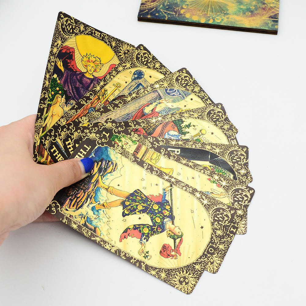 Olivenorma Black Gold Waite Foil Golden Tarot Deck Cards