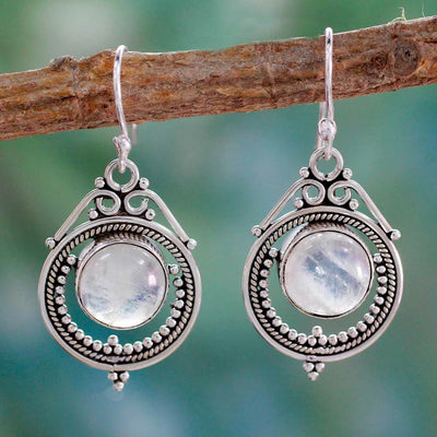 Olivenorma Women Vintage Hook Moonstone Earrings - Moonstone - image 1