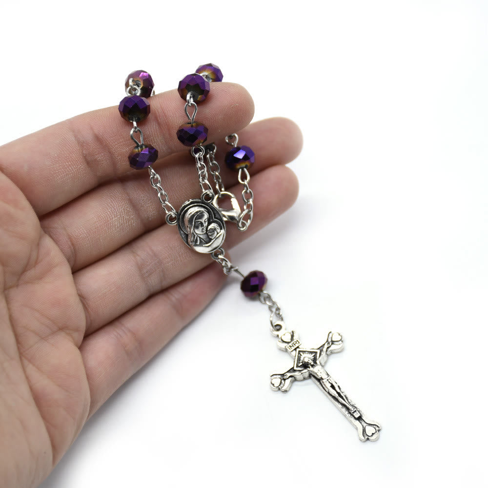 Olivenorma Crystal Rosary Cross Bracelet