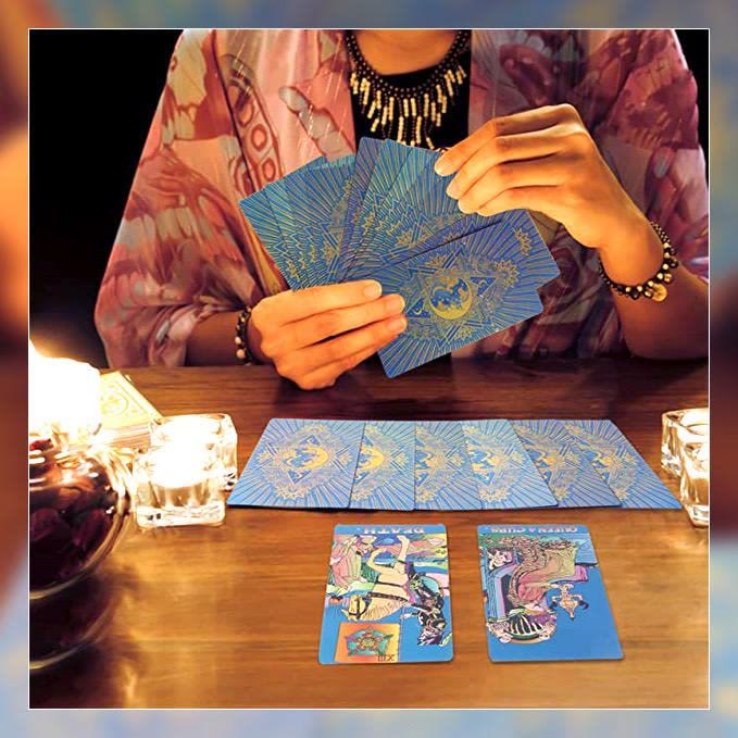 Olivenorma Green Blue Moon Gold Foil Tarot Cards