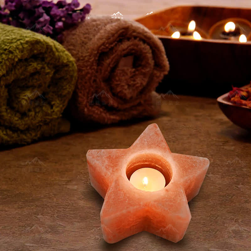 Olivenorma Star Shape Candle Holder Himalayan Pink Salt Lamp