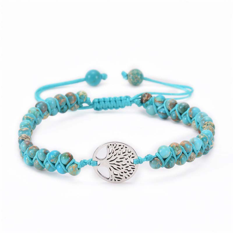 Olivenorma Tree of Life Natural Crystal Double Braided Bracelet