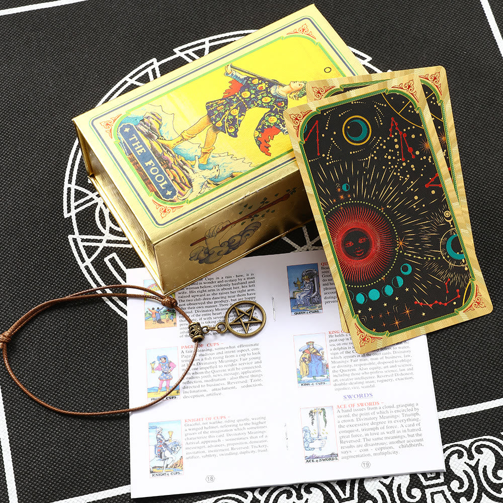 Olivenorma Bronzing Cosmic Red Sun Golden Tarot Deck Cards