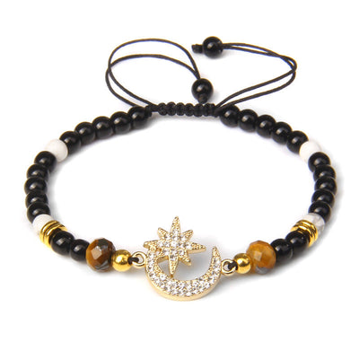 Olivenorma "Moon And Starlight" Gemstone Moon & Star Bracelet