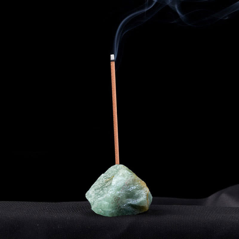 Olivenorma Crystal Raw Stone Incense Stick Holder Gemstone Decoration - Green Strawberry Quartz - image 41