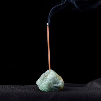 Olivenorma Crystal Raw Stone Incense Stick Holder Gemstone Decoration - Green Strawberry Quartz - image 41
