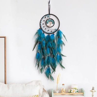 Olivenorma LED Turquoise Tree Of Life Feather Dream Catcher