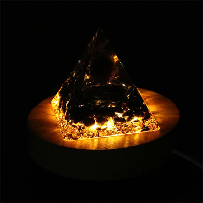 Olivenorma USB Pyramid Light Base Wooden Display Lamp Holder