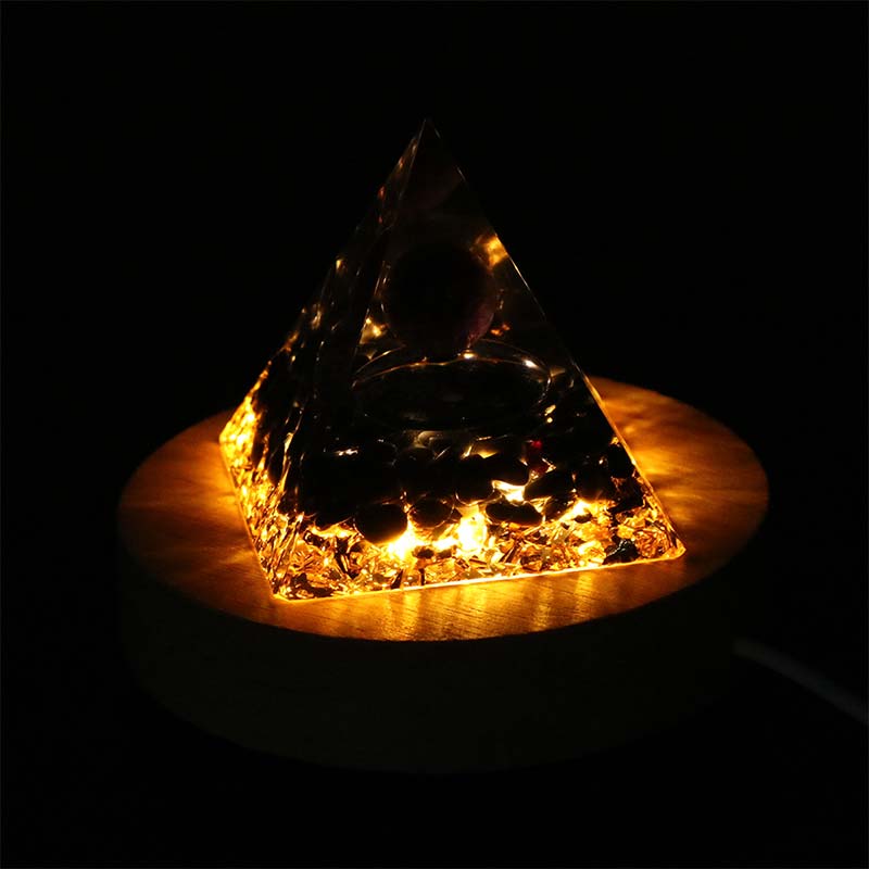 Olivenorma USB Pyramid Light Base Wooden Display Lamp Holder