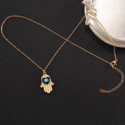 Olivenorma "Good Fortune" Hamsa With Evil Eye Necklace