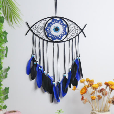 Blue Evil Eye Feather Dream Catcher