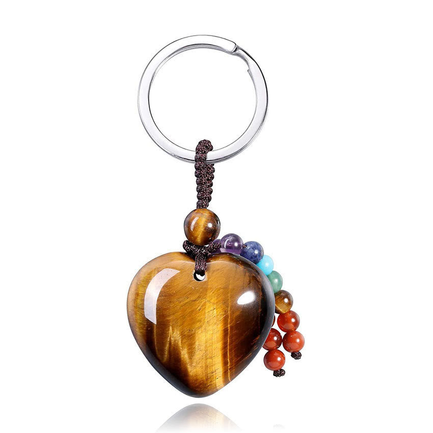 Olivenorma Natural Crystal Heart Keychain - Tiger Eye - image 20