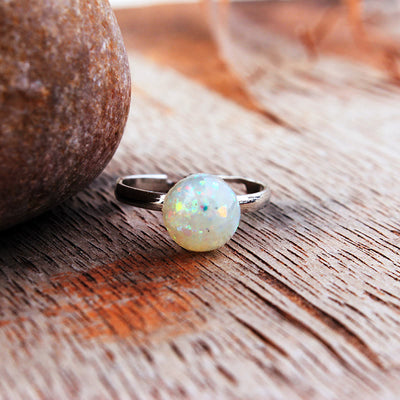 Olivenorma Opal Moonstone Simple Half Circle Adjustable Ring