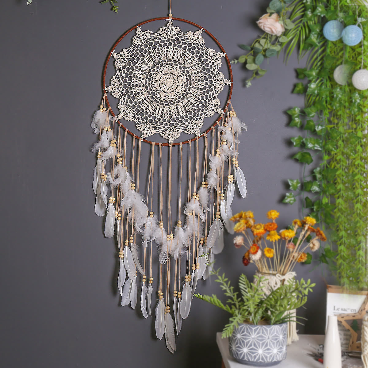 Olivenorma Handwoven Bohemian Home Decor Large Dream Catcher