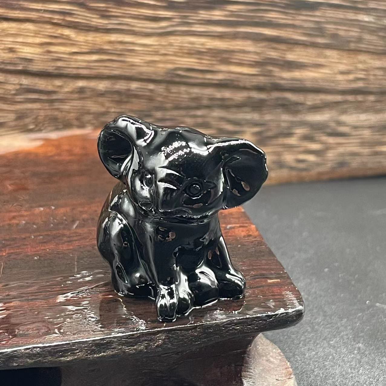 Olivenorma 1.2 Inches Carved Cute Koala Figurine Gemstone Decoration - Obsidian - image 2