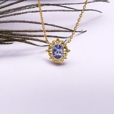 Olivenorma Sapphire European Style Retro Simple Pendant Necklace