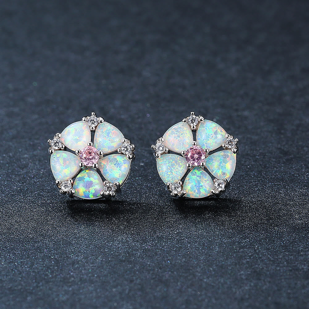 Olivenorma Opal Flower Shaped Earrings