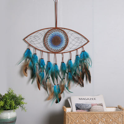 Olivenorma Evil Eye Green Brown Feathers Dream Catcher