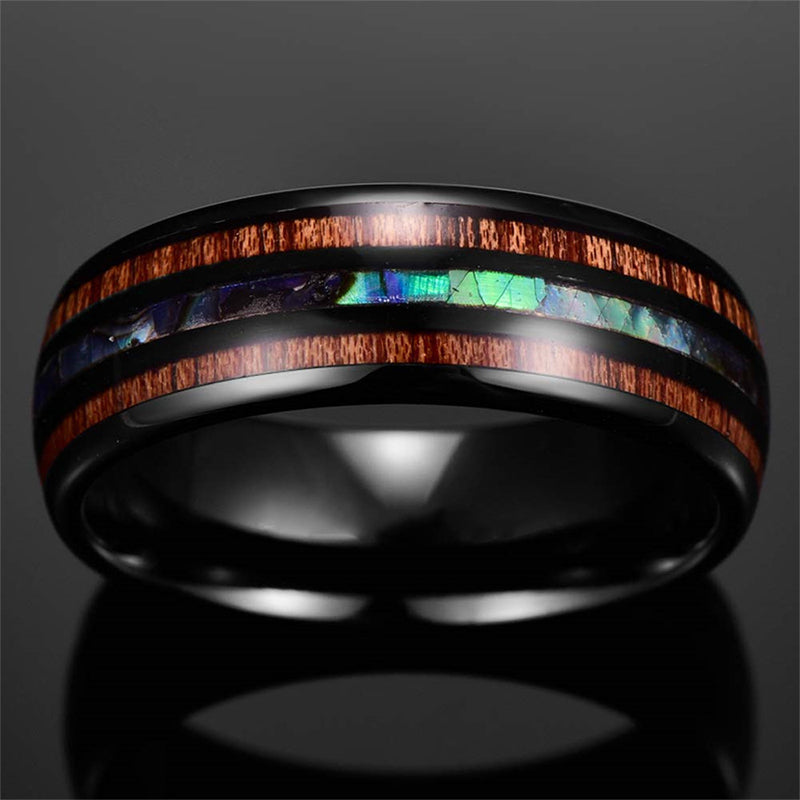 Olivenorma Koa Wood and Abalone Shell Tungsten Carbide Ring