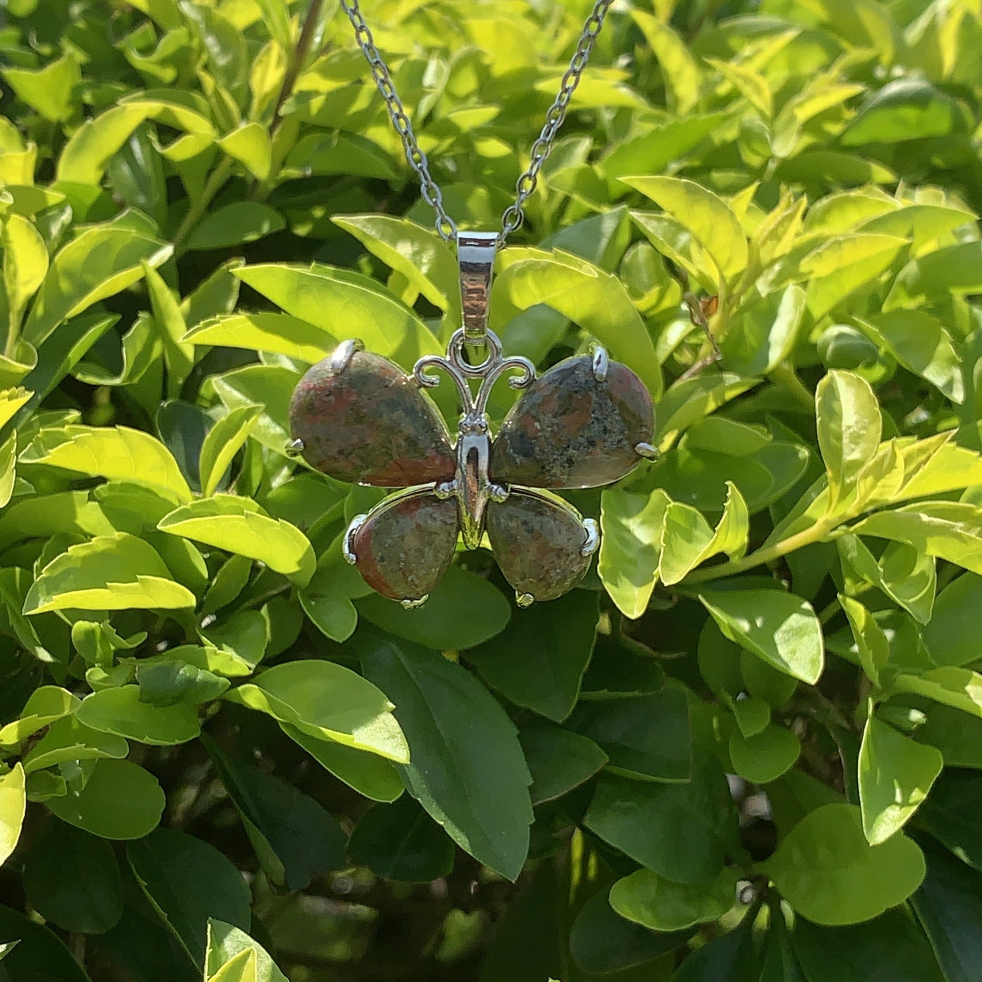 Olivenorma Natural Crystal Gemstone Butterfly Necklace