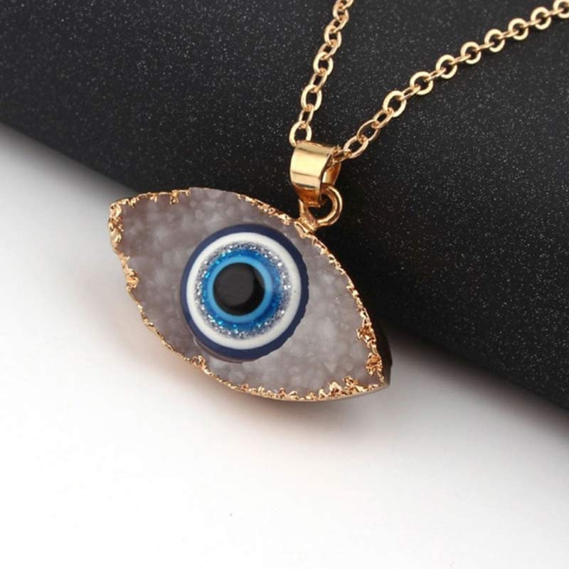 Olivenorma Clear Quartz Evil Eye Energy Necklace