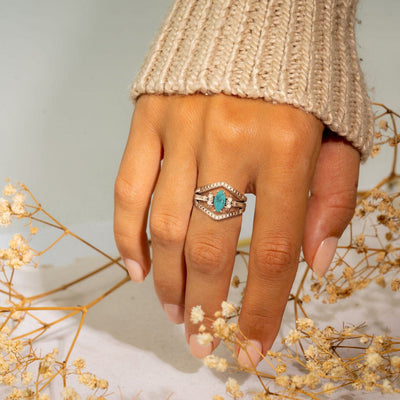 Olivenorma S925 Sterling Silver Turquoise Two-piece Ring