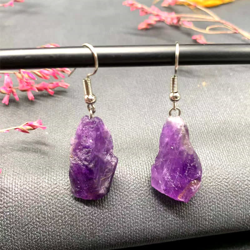 Olivenorma Irregular Natural Healing Amethyst Earrings