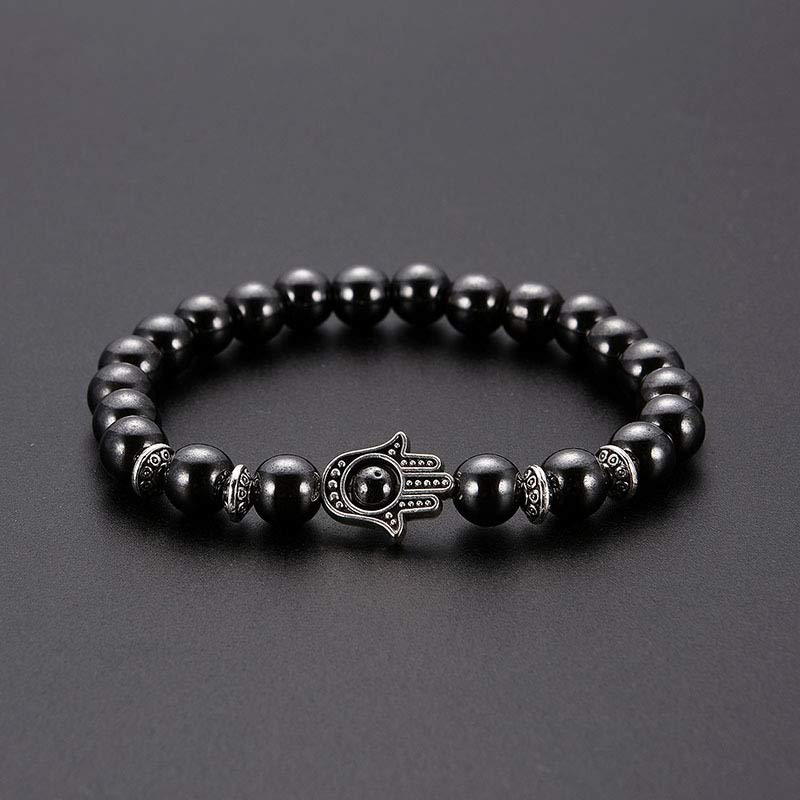 Obsidian With Hamsa Protection Bracelet